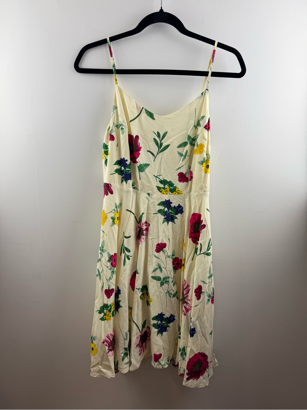 Old Navy Spaghetti Strap Floral Rayon Fit & Flare Cami Sundress Cream Size Med